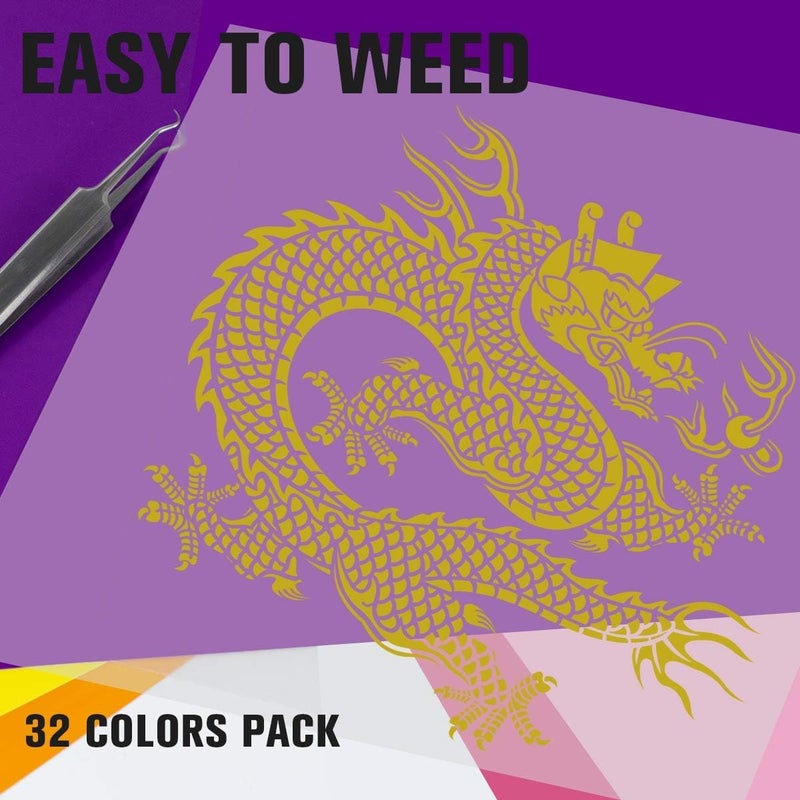 JANDJPACKAGING Heat Transfer Vinyl Bundle - 43 Pack 12" x 10" PU Iron on Vinyl for T-Shirt, 32 Assorted Colors HTV Vinyl for Heat Press Machine - Easy to Cut, Weed & Transfer - Image 3